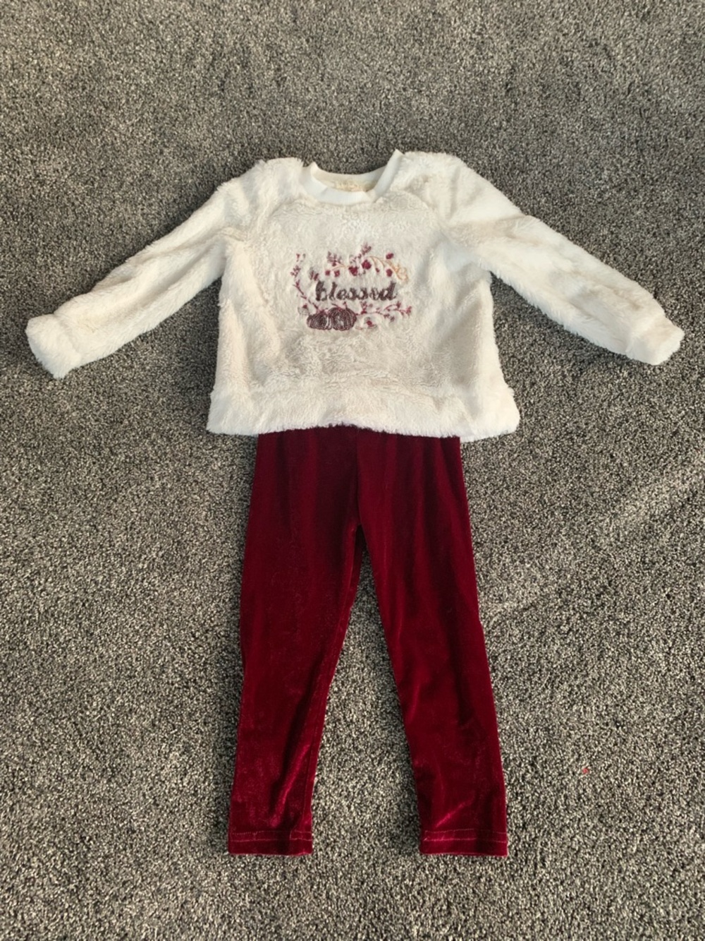 Cozy Kids 'Blessed' Two-Piece Set - White & Burgundy